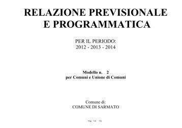 Relazione Revisionale Programmatica - ANNO 2012 - Comune di ...