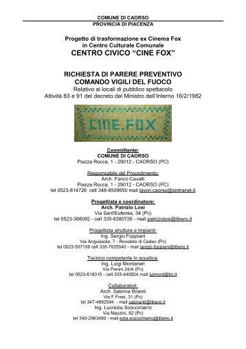 CENTRO CIVICO “CINE FOX” - Comune di Caorso