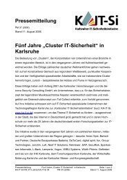 Pressemitteilung Fünf Jahre „Cluster IT-Sicherheit“ in Karlsruhe