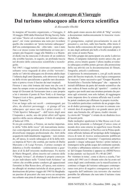 HDS NOTIZIE N. 43 - Dicembre 2008 - pag. 2 - The Historical Diving ...