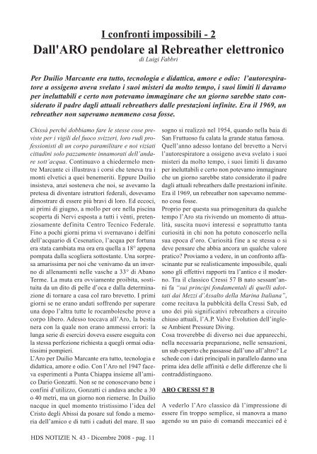 HDS NOTIZIE N. 43 - Dicembre 2008 - pag. 2 - The Historical Diving ...