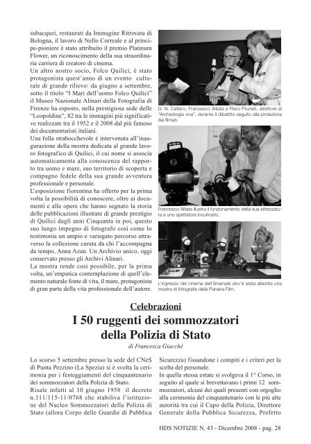 HDS NOTIZIE N. 43 - Dicembre 2008 - pag. 2 - The Historical Diving ...