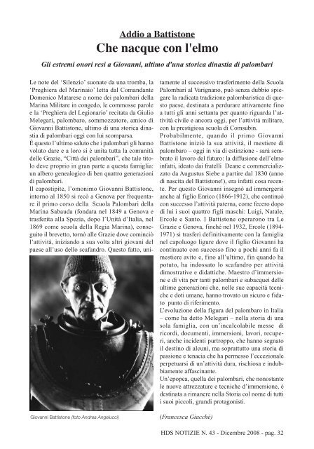 HDS NOTIZIE N. 43 - Dicembre 2008 - pag. 2 - The Historical Diving ...