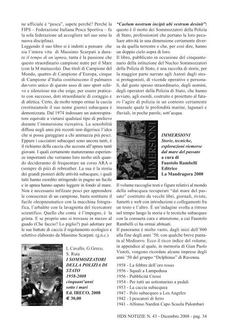 HDS NOTIZIE N. 43 - Dicembre 2008 - pag. 2 - The Historical Diving ...