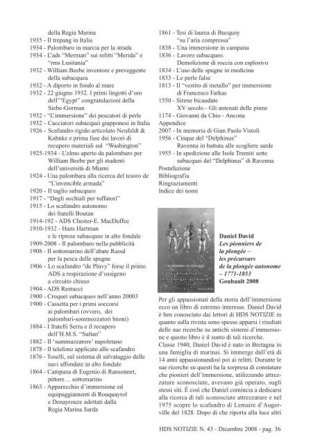 HDS NOTIZIE N. 43 - Dicembre 2008 - pag. 2 - The Historical Diving ...