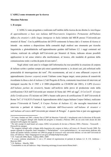 Scarica la descrizione del corpus e le istruzioni per la ricerca