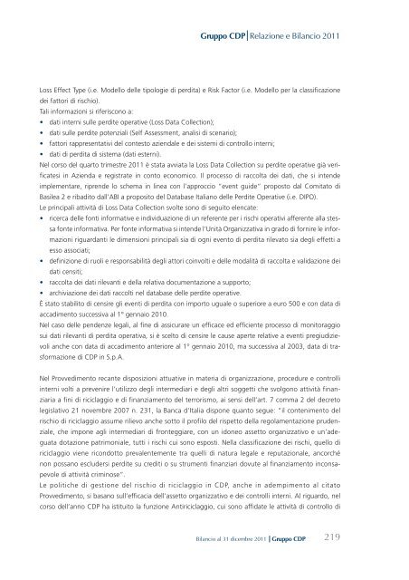 Bilancio consolidato - Cassa Depositi e Prestiti