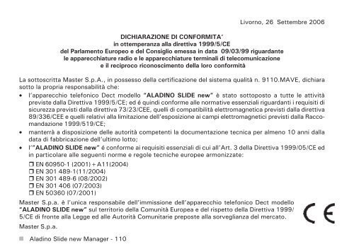 Manuale d'uso Aladino Slide New - Telecom Italia