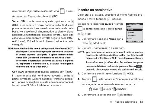 Manuale d'uso Aladino Slide New - Telecom Italia