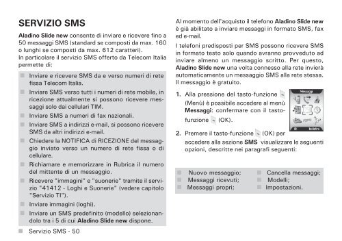 Manuale d'uso Aladino Slide New - Telecom Italia