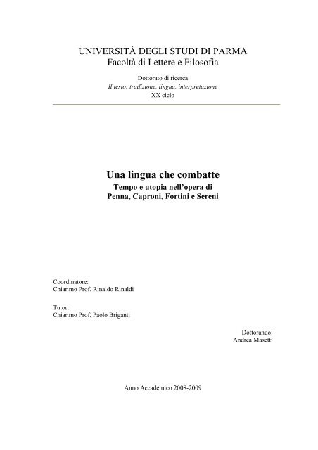 Una Lingua Che Combatte Dspace Unipr