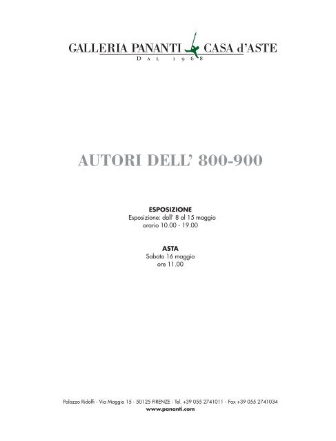 AUTORI DELL' 800-900 - Galleria Pananti