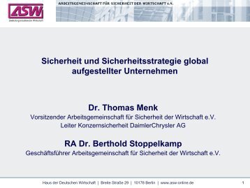 Dr. Berthold Stoppelkamp - ASW - Securitas