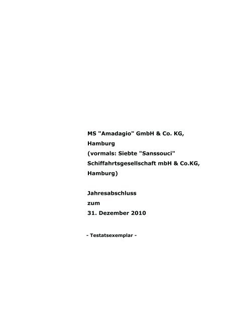 MS „Amadagio“ GmbH & Co. KG - Hamburgische Seehandlung