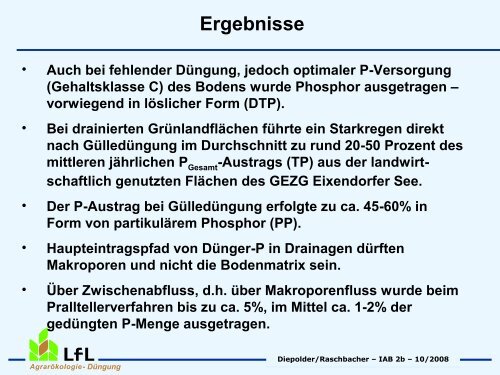 P-Austrag aus Drainagen unter Wirtschaftsgrünland 2. Internationale ...