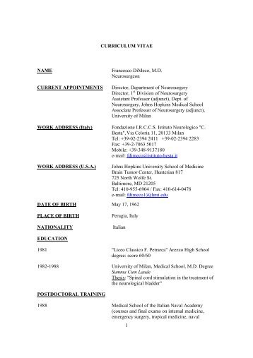 dimeco cv eng 12-01-2012 - fondazione irccs istituto neurologico ...