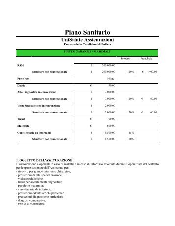 Piano Sanitario UniSalute Assicurazioni