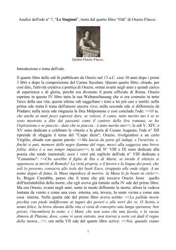 Analisi dell'ode n° 7, “Le Stagioni”, tratta dal ... - Biagio Carrubba