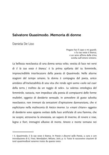 Salvatore Quasimodo. Memoria di donne - Associazione degli ...