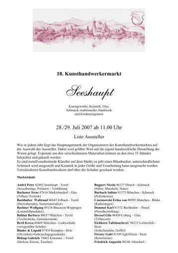 18. Kunsthandwerkermarkt - Seeshaupt.