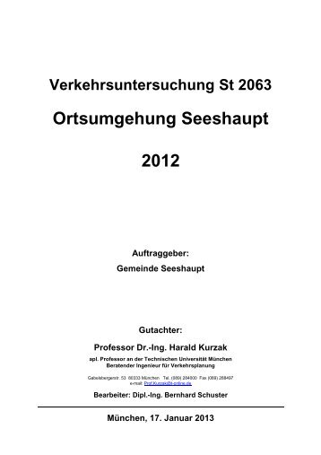 Verkehrsgutachten Staatsstr. 2063 - Seeshaupt.