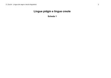 Lingue pidgin e lingue creole - Filosofia