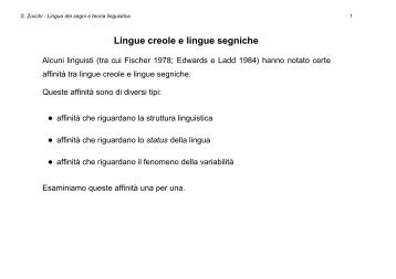 Lingue creole e lingue segniche - Filosofia