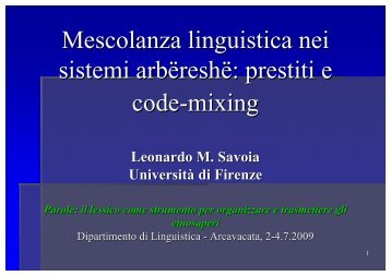 Mescolanza linguistica nei sistemi arbëreshë: prestiti e code-mixing