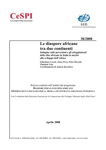 Le diaspore africane tra due continenti Indagine sulle ... - CeSPI