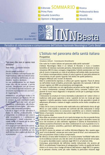 editoriale sommario - fondazione irccs istituto neurologico carlo besta