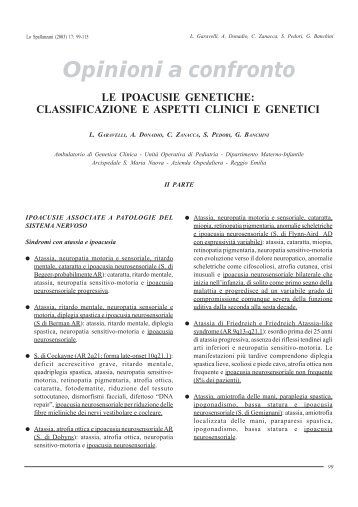 classificazione e aspetti clinici e genetici