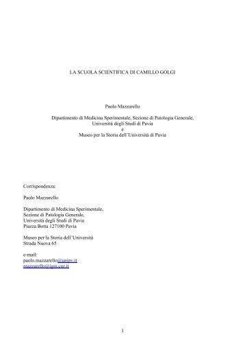 La tradizione morfologica pavese - Università degli studi di Pavia