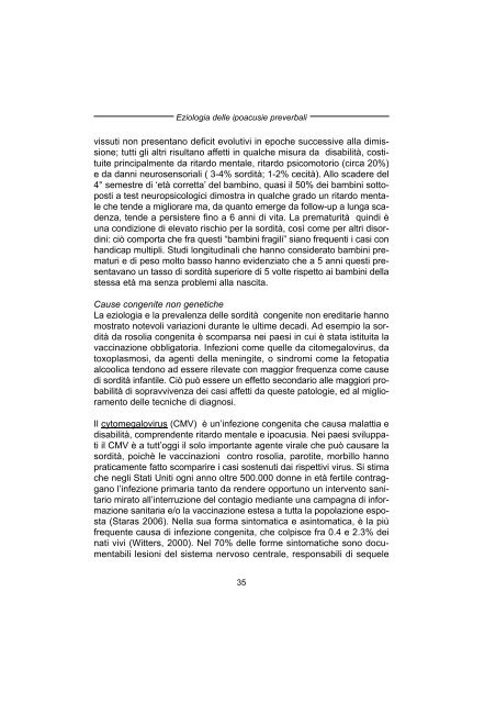 Eziologia, Diagnosi e Terapia della Sordita' Infantile Preverbale - AOOI