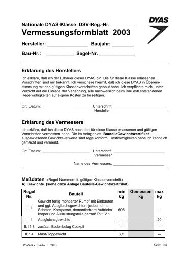 Vermessungsformblatt - Segel.de