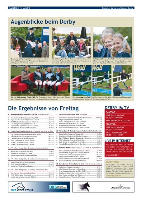 Derby-Zeitung: Samstag, 15. Mai 2010 - En Garde