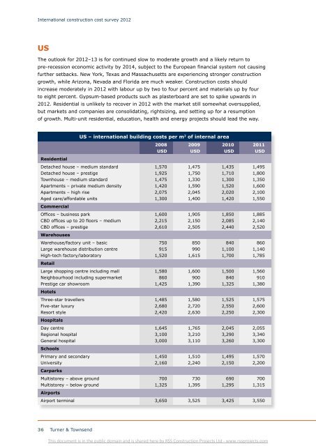 International construction cost survey 2012