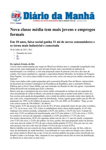 Nova classe média tem mais jovens e empregos formais - TRT18