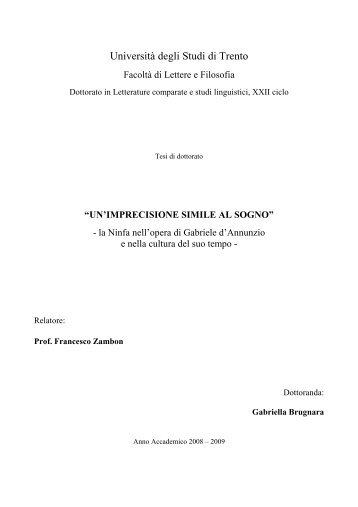 UN'IMPRECISIONE SIMILE AL SOGNO - Unitn-eprints.PhD ...