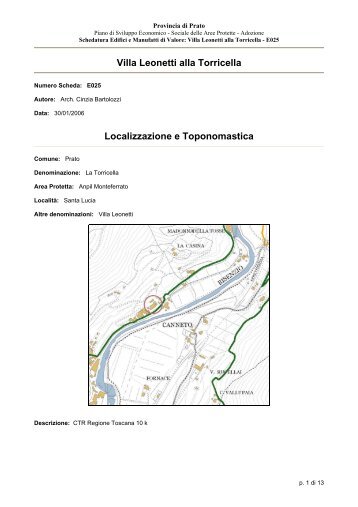 Villa Leonetti alla Torricella Localizzazione e ... - Provincia di Prato