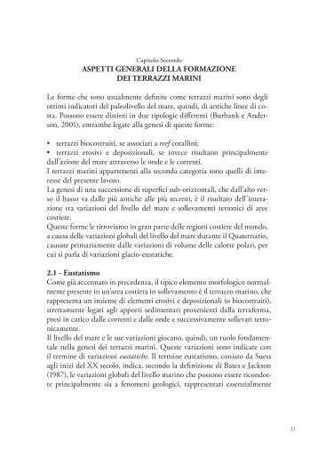 Aspetti generali della formazione dei terrazzi marini - Consiglio ...