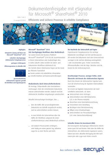 (PDF) Digitale Signatur in SharePoint - secrypt GmbH
