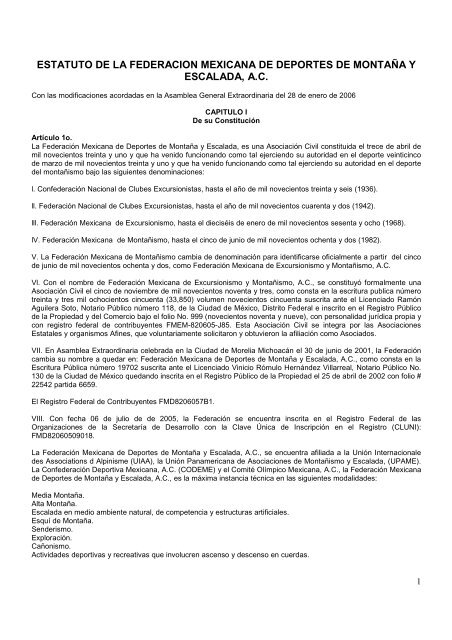estatuto de la federacion mexicana de deportes de montaña y ...