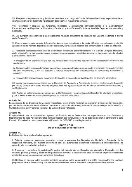 estatuto de la federacion mexicana de deportes de montaña y ...