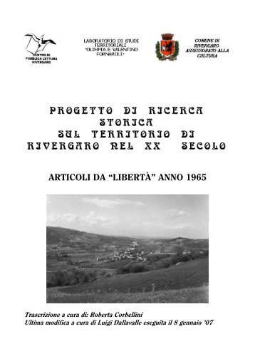 Articoli da Libertà anno 1965 - Centro di Lettura di Rivergaro