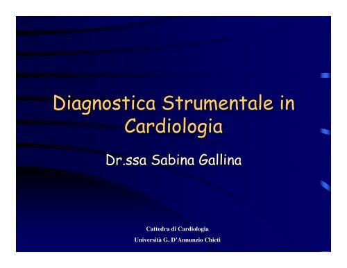 Diagnostica cardiologica - Università Gabriele d'Annunzio