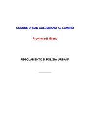 Reolamento di Polizia Urbana - Comune di San Colombano al ...