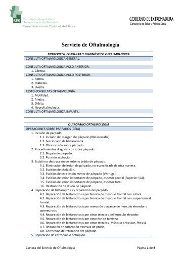 Cartera del Servicio - Area de Salud de Badajoz