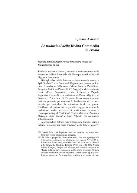 Le traduzioni della Divina Commedia in croato - OpenstarTs ...