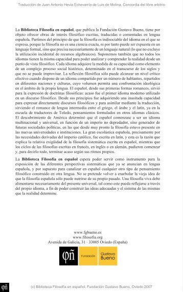 Introducción a la Concordia de Luis de Molina - Proyecto Filosofía ...