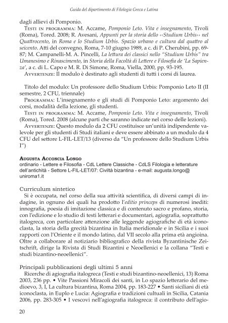 Guida del Dipartimento a.a. 2008-9 - Sapienza Università di Roma